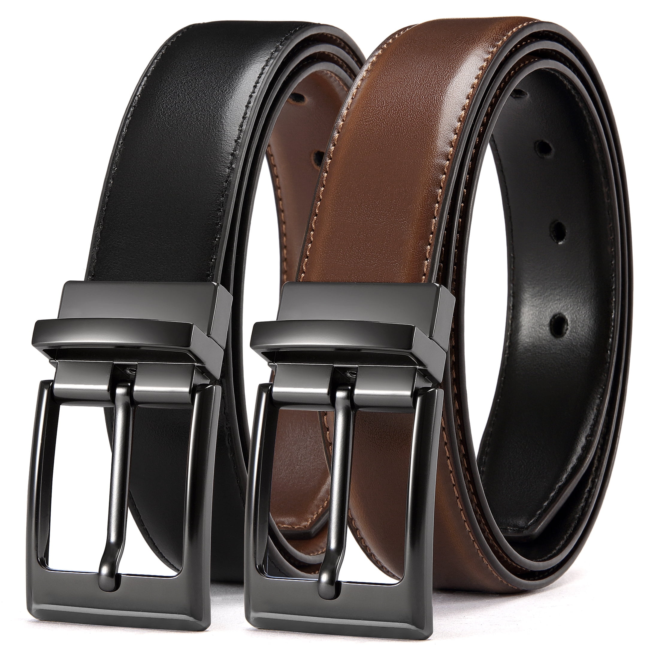 Men's Reversible Leather Belt – Black & Brown Two-Tone Belt For Casual And Dress Outfits