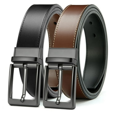 YOETEY Mens Belts Leather Reversible - One Belt, Two Styles for Dress and Casual Wear 1 3/8" (35mm)