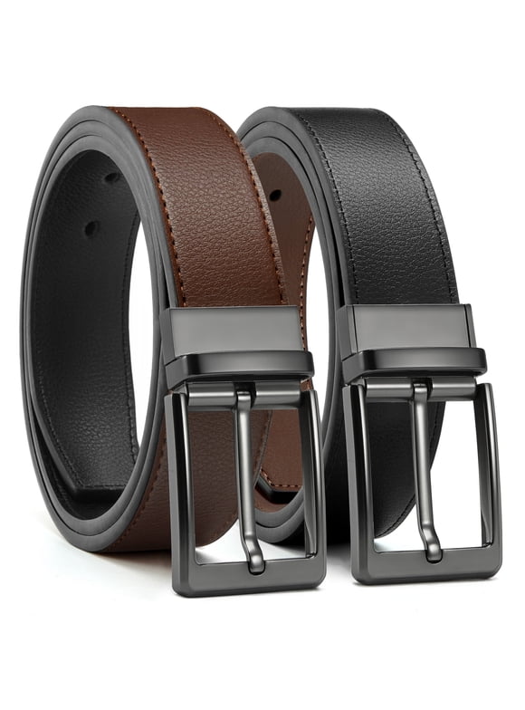 Mens Belt 1 Pack - 1 3/8" Leather Reversible Belts for Men for Dress Pants