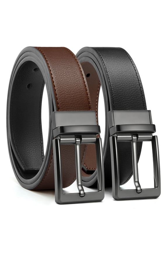 Mens Belt 1 Pack - 1 3/8" Leather Reversible Belts for Men for Dress Pants