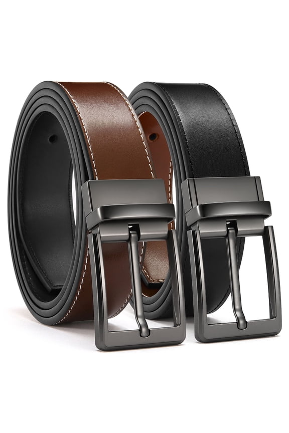 Mens Belt 1 Pack - 1 3/8" Leather Reversible Belts for Men for Dress Pants