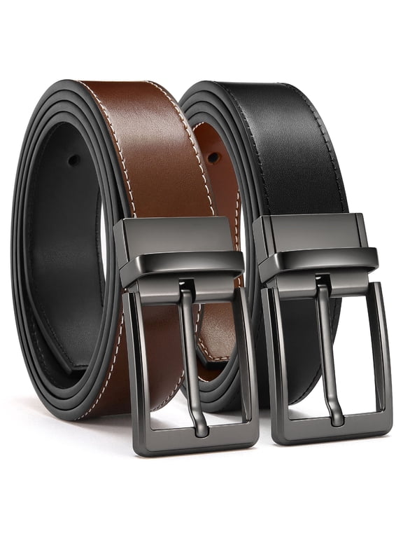 Mens Belt 1 Pack - 1 3/8" Leather Reversible Belts for Men for Dress Pants