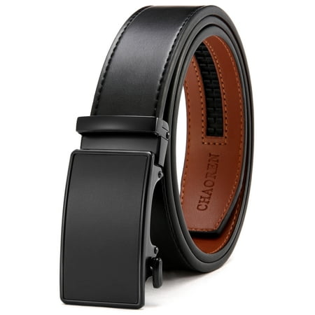 YOETEY Mens Leather Belt, Ratchet Belt - Adjustable Trim to Fit - for Dress Casual 1 3/8"(35mm)