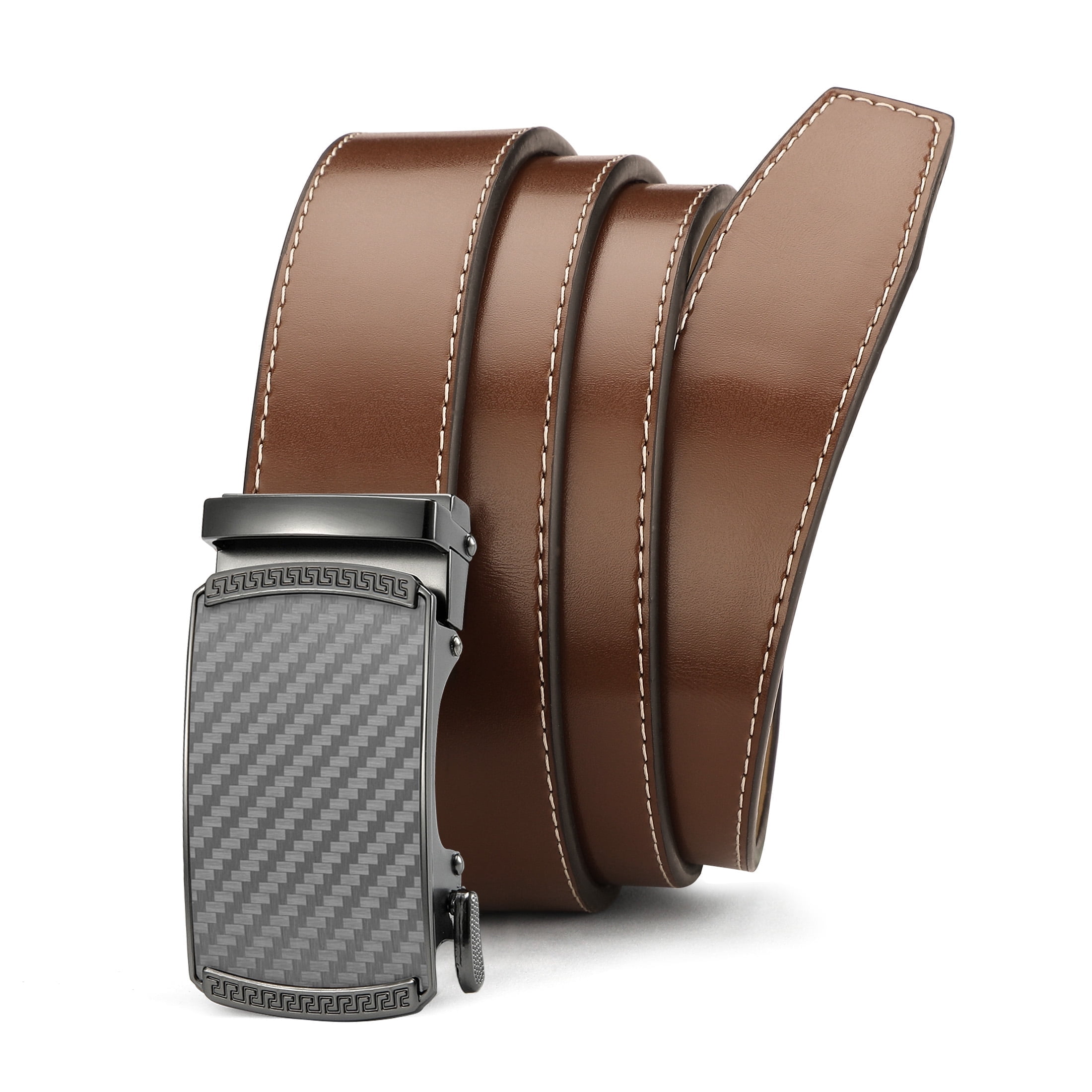 YOETEY Mens Belt Leather Belt, Ratchet Belt with Automatic Sliding ...
