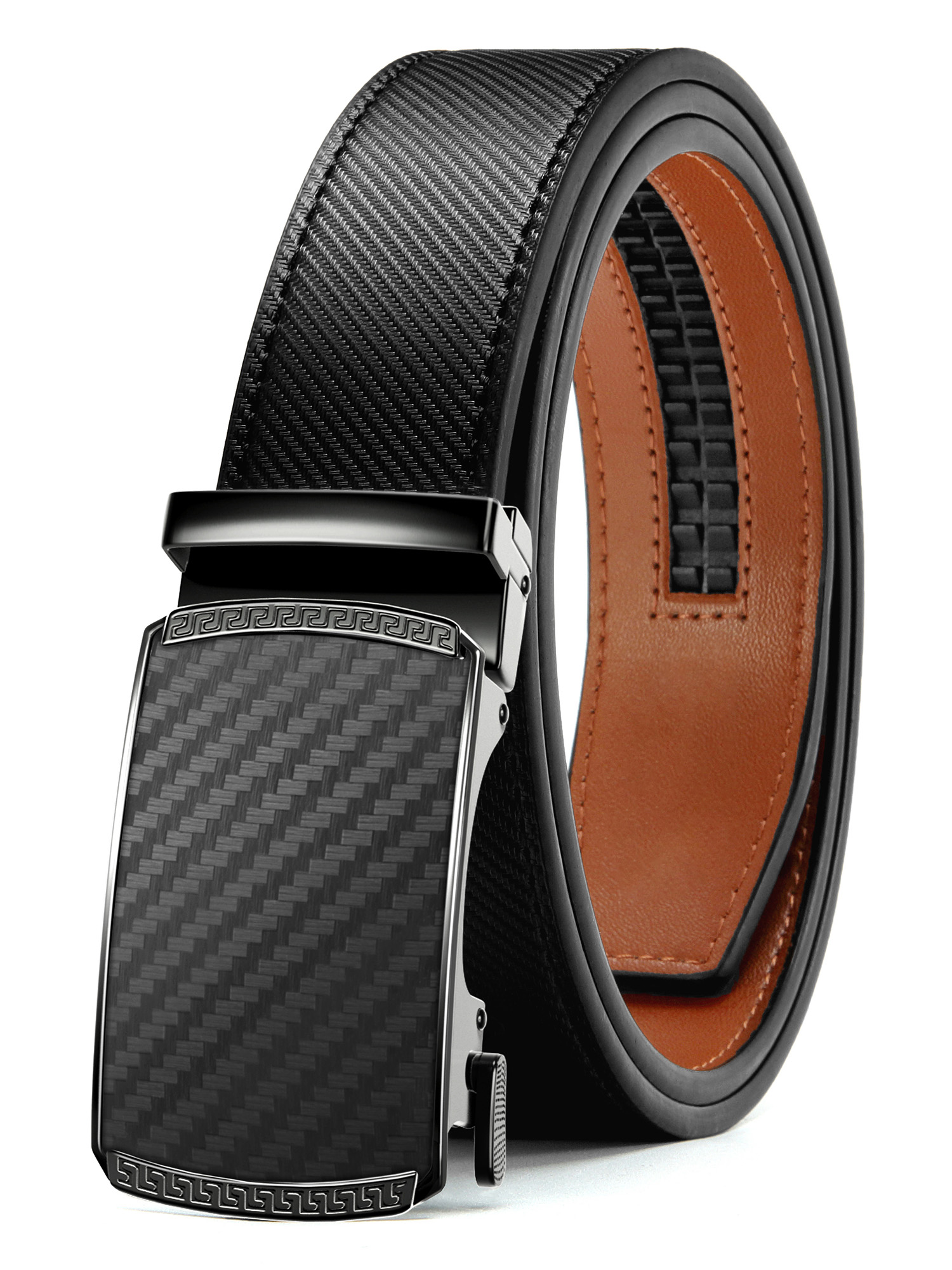 Brown Leather Belt With Engraved Metal Buckle And Tip - Artigiani Del Cuoio