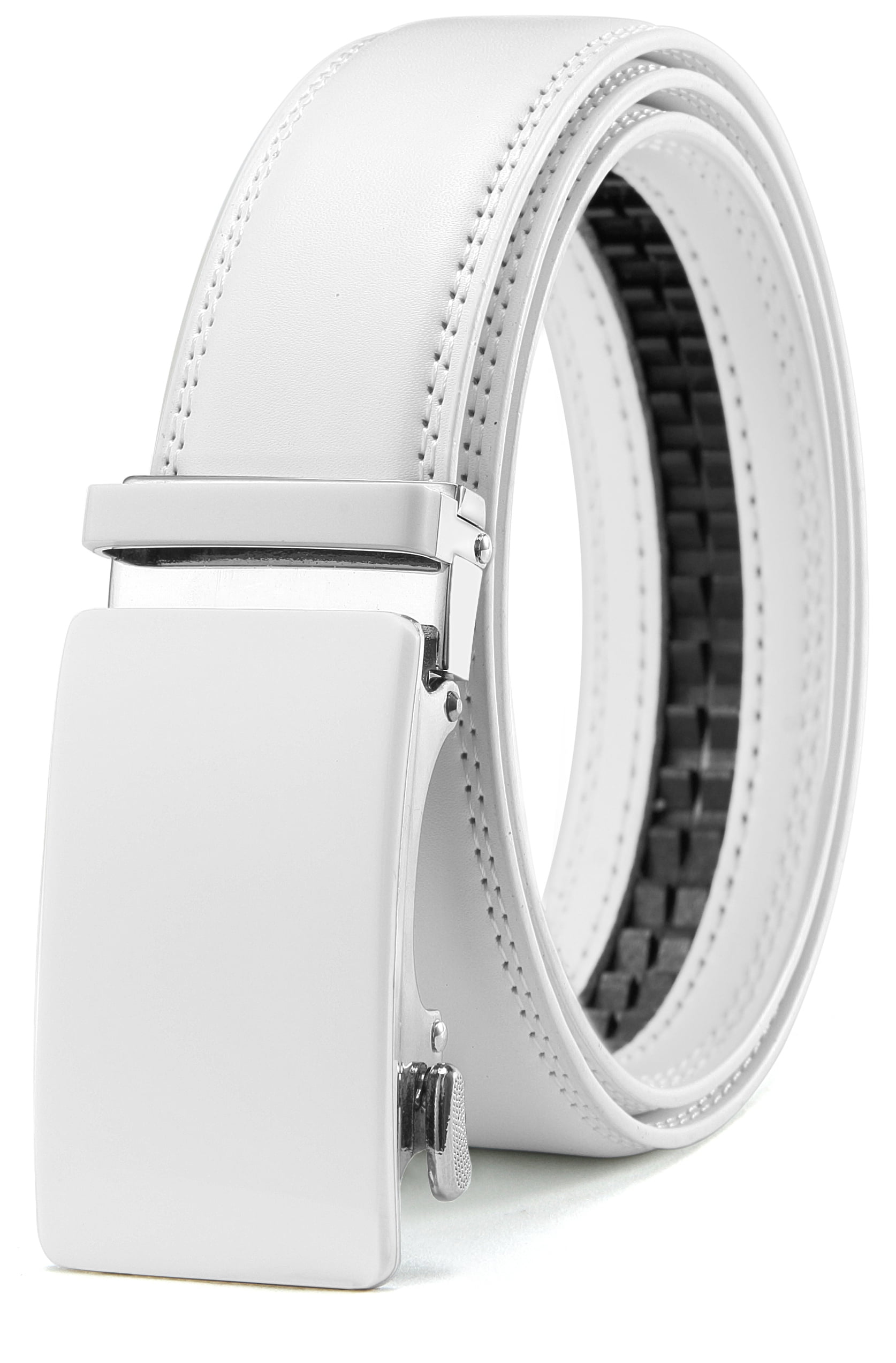 YOETEY Mens Leather Ratchet Belt Dress or Casual, Micro Adjustable Belt