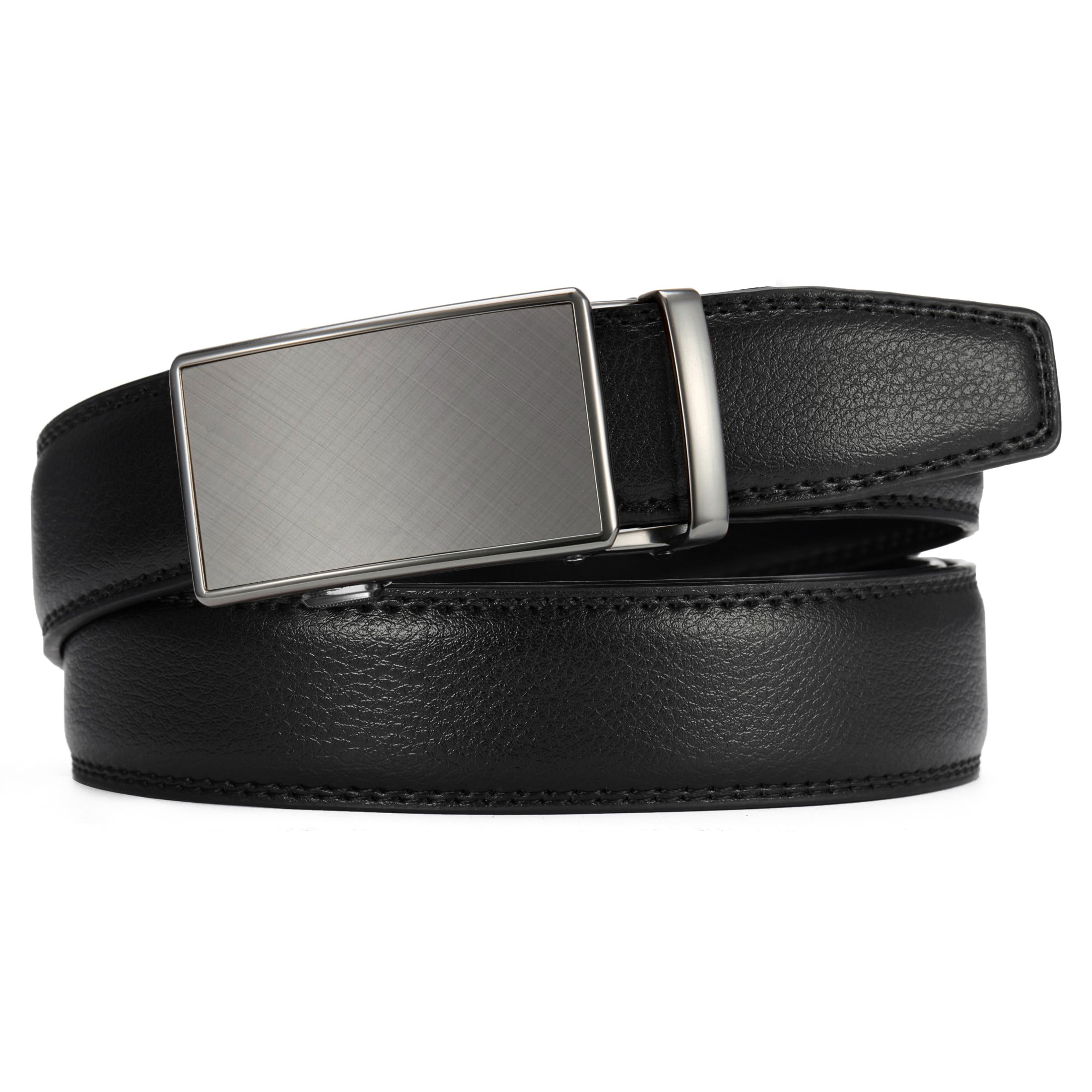 YOETEY Mens Ratchet Belt with Automatic Slide Buckle, Leather Belts for