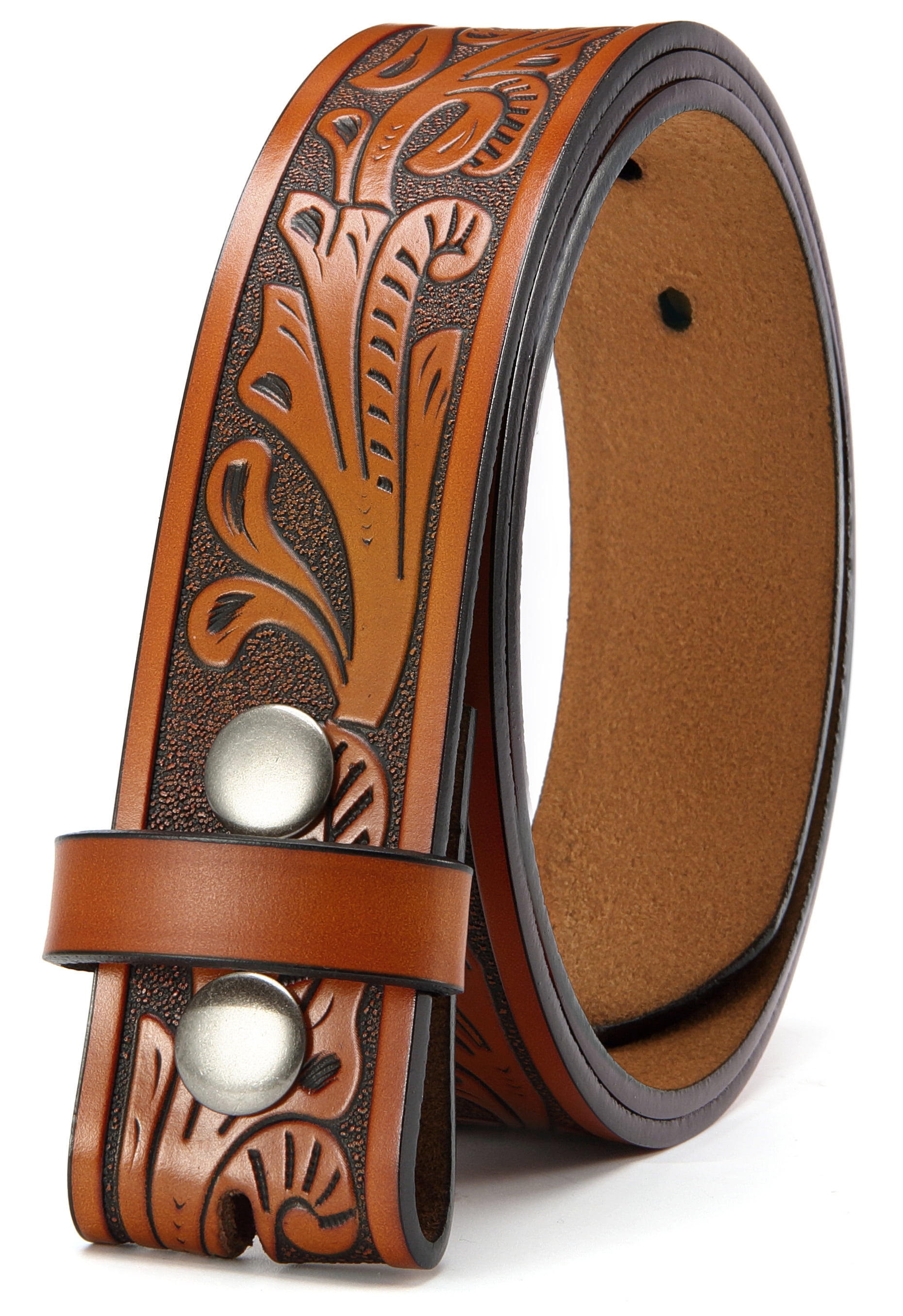 YOETEY Mens Western Genuine Leather Belt Without Buckle Cowboy Belt