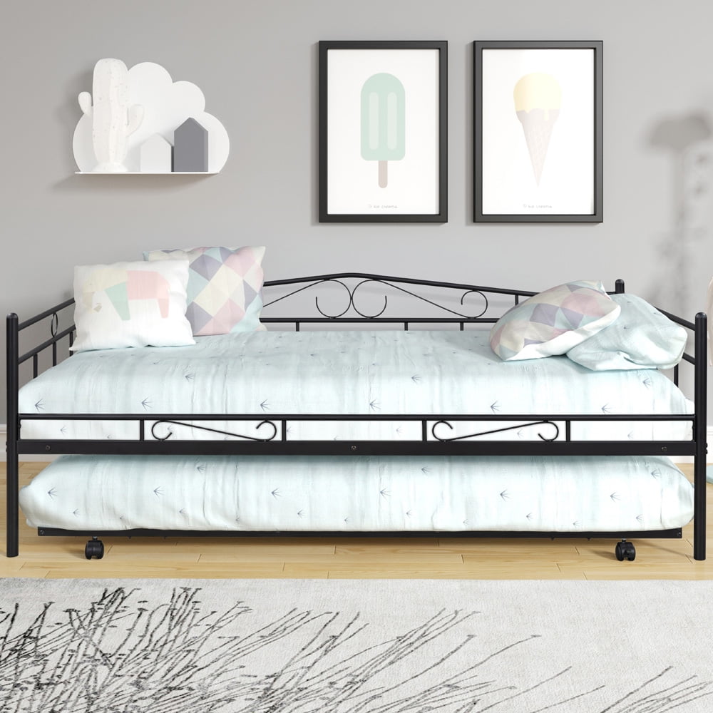 YOFE Twin Daybed Frame with Trundle Included, 2 in 1 Bed Frame with