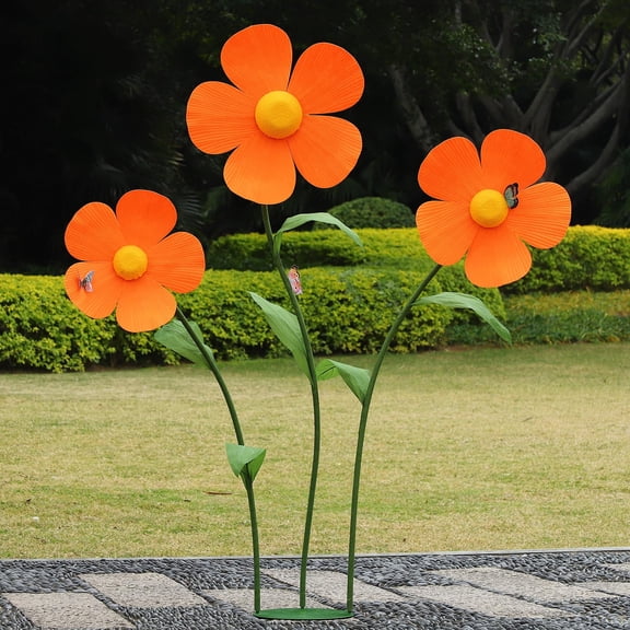 YOFNIRG 5.7 Ft Giant Artificial Flowers Large Five-Petaled Daisy Big Flowers Decoration for Birthday Party Garden Office Home Wedding Graduation Shop Window Display(Orange) A101