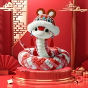 YOFOKO Chinese New Year Plush,Lunar New Year Snake Plush Toy with Hat & Cute Expression, Soft and Cute Cartoon Snake Stuffed Plush for Chinese New Year Gifts Blessing,Kids Gifts
