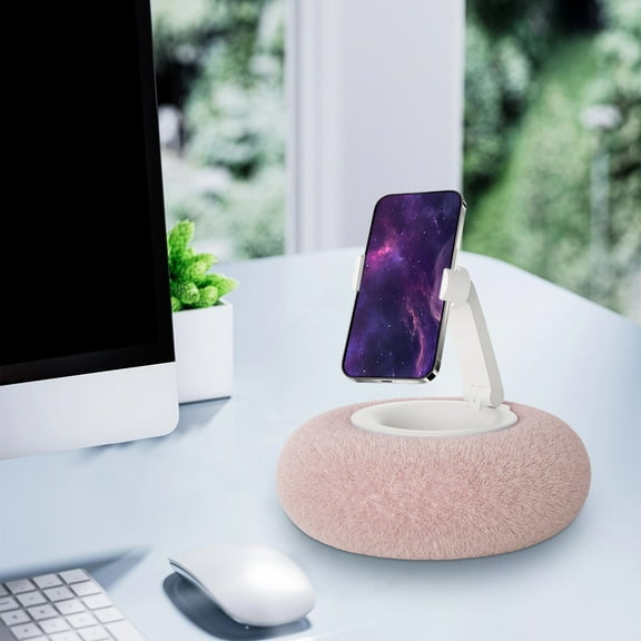YOFOKO Plush Phone Stand Pillow, Adjustable Swivel Holder for Bed, Desk, or Car with Soft Removable Cushion