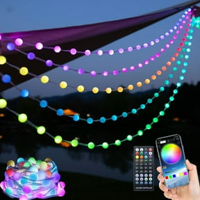 Smart Color Changing String Lights, Connectable Globe String Lights Plug in with Remote & APP Control, Outdoor Waterproof Fairy Lights for Tent Camping Bedroom Classroom Party Decor
