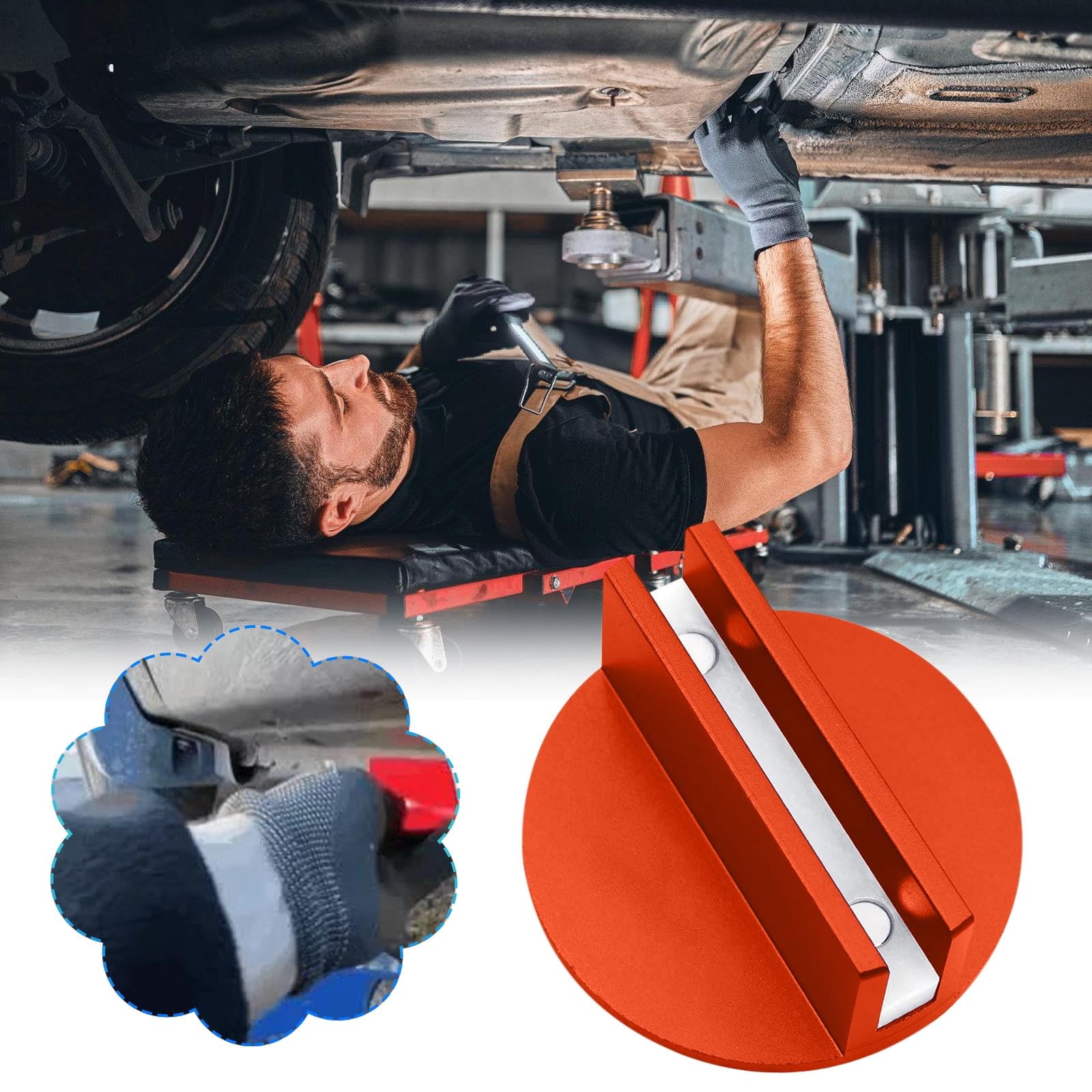 MINLIXIN Magnetic Jack Pad Weld Frame Rail Adapter Aluminum Slotted Pinch Weld Jack Pad Magnetic Jack Pad Pinch Weld Jack Pad Slotted Universal Magne