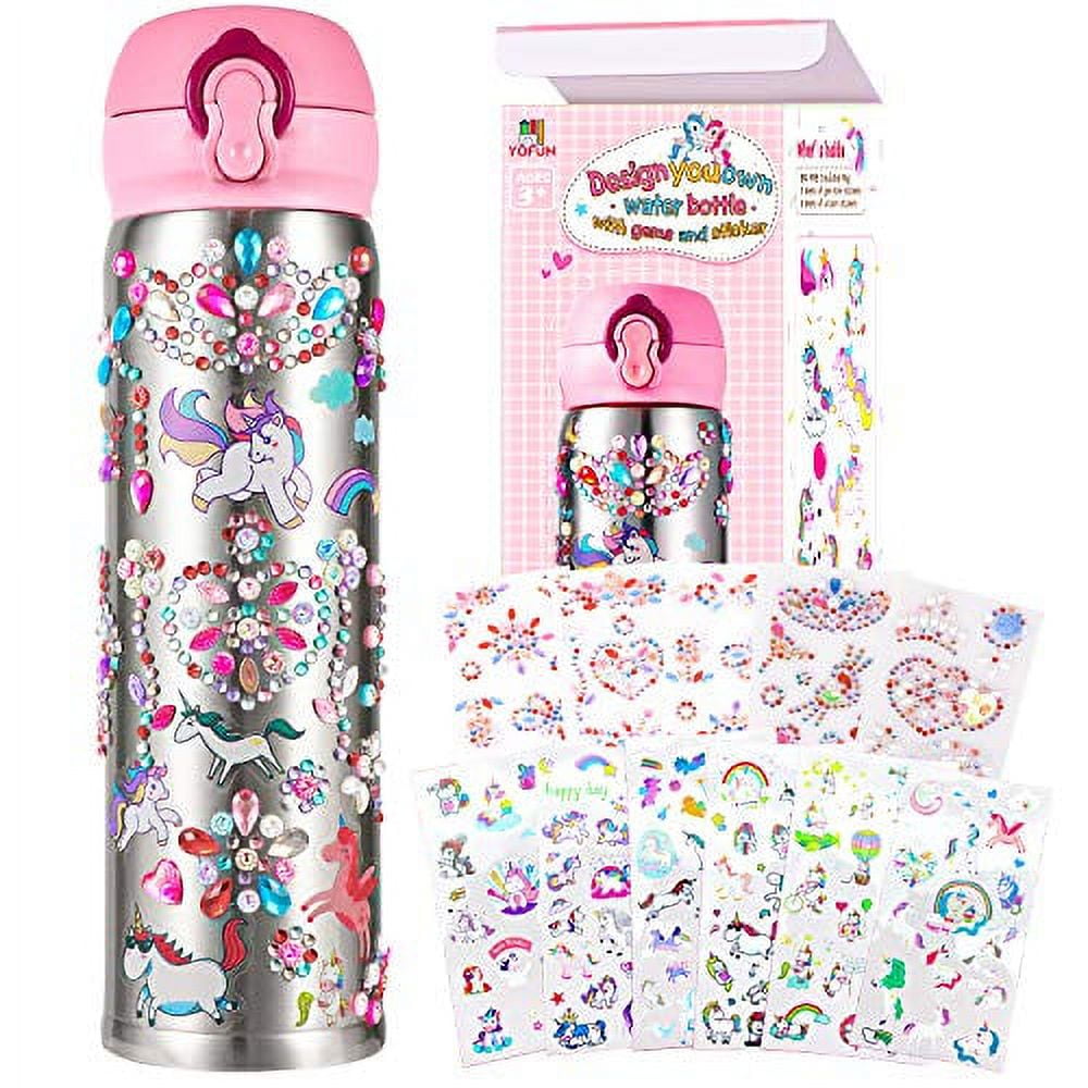 kalastigo Decorate Your Own Water Bottle Kits for Girls Age 4 5 6 7 8 9 10  11 12,Unicorn Gem Diamond Painting Crafts Stickers,Fun Arts and Crafts