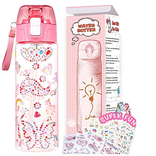 kalastigo Decorate Your Own Water Bottle Kits for Girls Age 4 5 6 7 8 9 10  11 12,Unicorn Gem Diamond Painting Crafts Stickers,Fun Arts and Crafts
