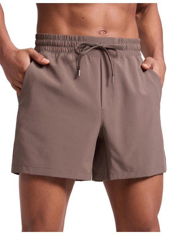 YOGA Men's Linerless Workout Shorts 5'' - Lightweight Quick Dry for Running Sports Athletic Gym with Pockets Black Large