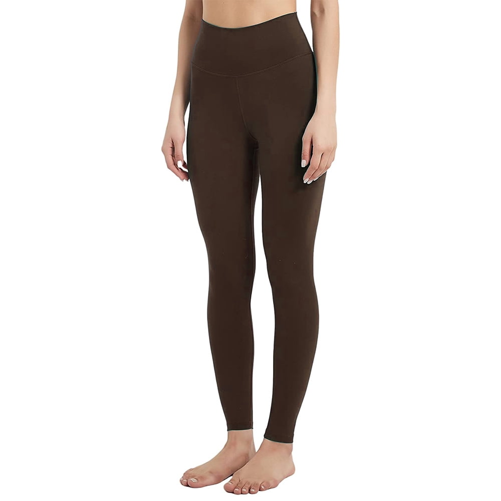 YOGA Naked Feeling Workout pants Comfortable breathable Warm High waist tight pants Dark brown Walmart