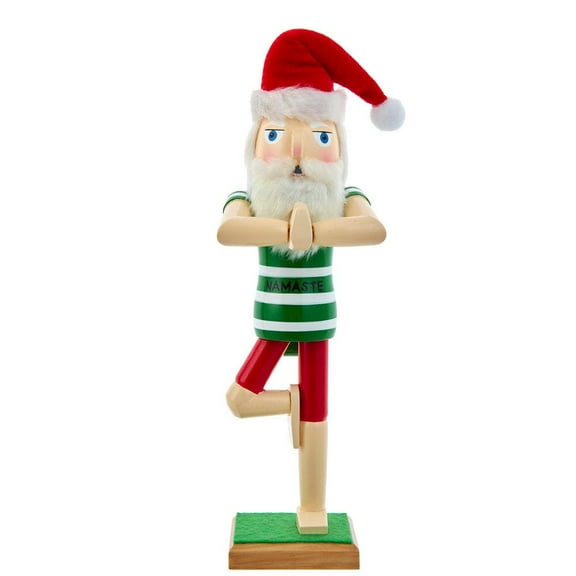 Kurt S. Adler 15-Inch Wooden Yoga Santa Nutcracker – Multi-Colored Holiday Figurine for Christmas Décor