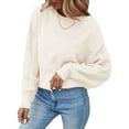 thumbnail image 1 of YOGAFOX Women Casual Oversized Cable Knit Long Sleeve Pullover Sweater Beige S, 1 of 5