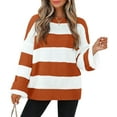 thumbnail image 1 of YOGAFOX Women Oversized Color Block Long Sleeve Pullover Sweater Orange XL, 1 of 5
