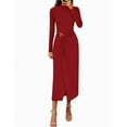thumbnail image 1 of YOGAFOX Women's Fall Mock Neck Midi Bodycon Long Sleeve Elegant Dresses S-XL, 1 of 5