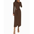 thumbnail image 1 of YOGAFOX Women's Fall Mock Neck Midi Bodycon Long Sleeve Elegant Dresses S-XL, 1 of 5