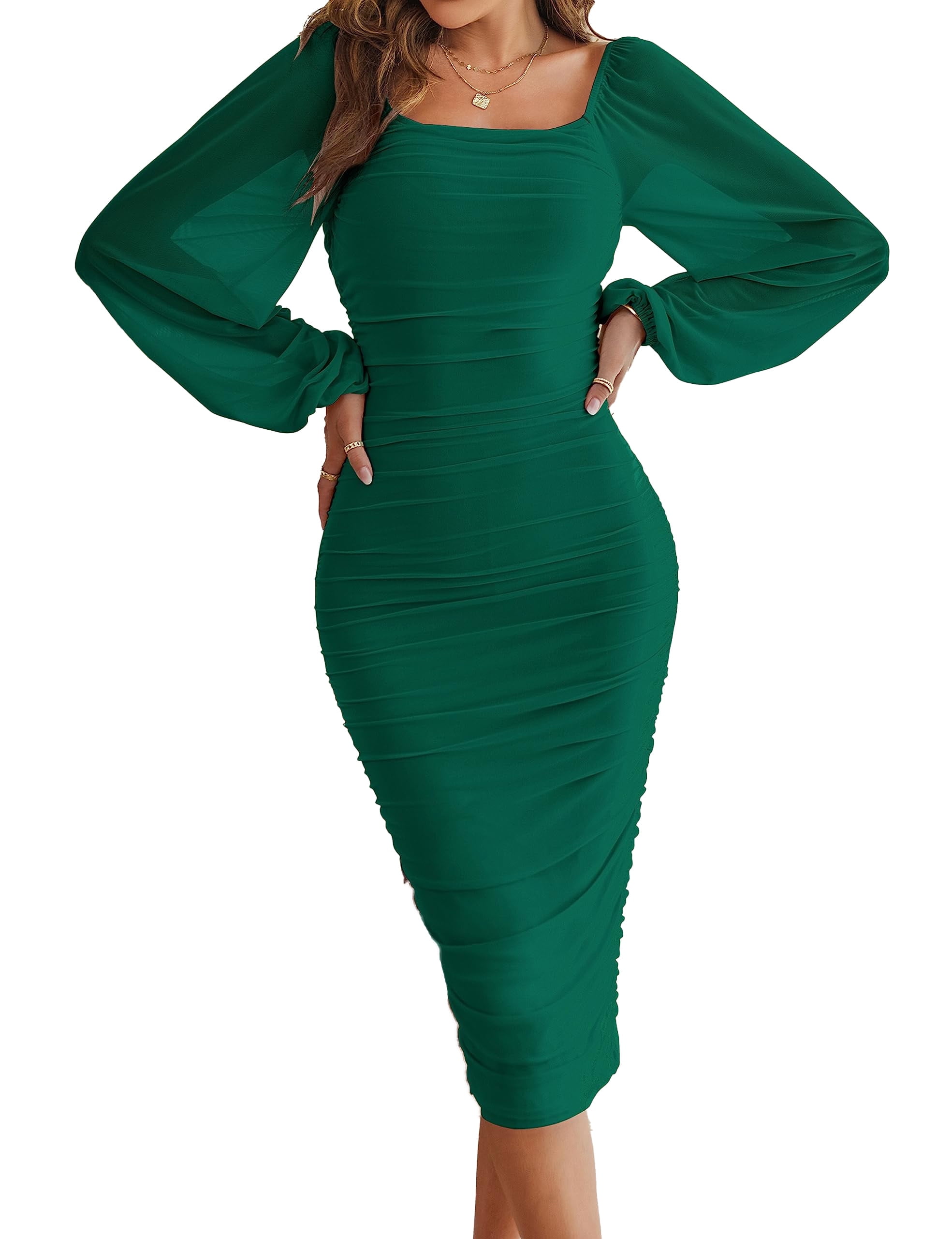 dark green dress bodycon Asymmetric Dark Green Sequins Mermaid Prom Dress Gold 3D Crystals Bodycon Party Gown main image 0