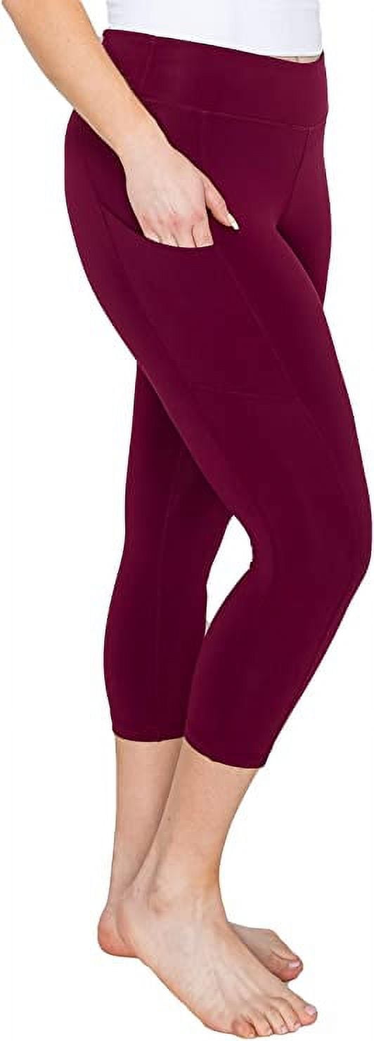 YOGALANDUSA Women's Yoga Workout Leggings - Plus Size High Waisted 4 Way  Stretch Capri Cropped Pocket Casual Active Pants 