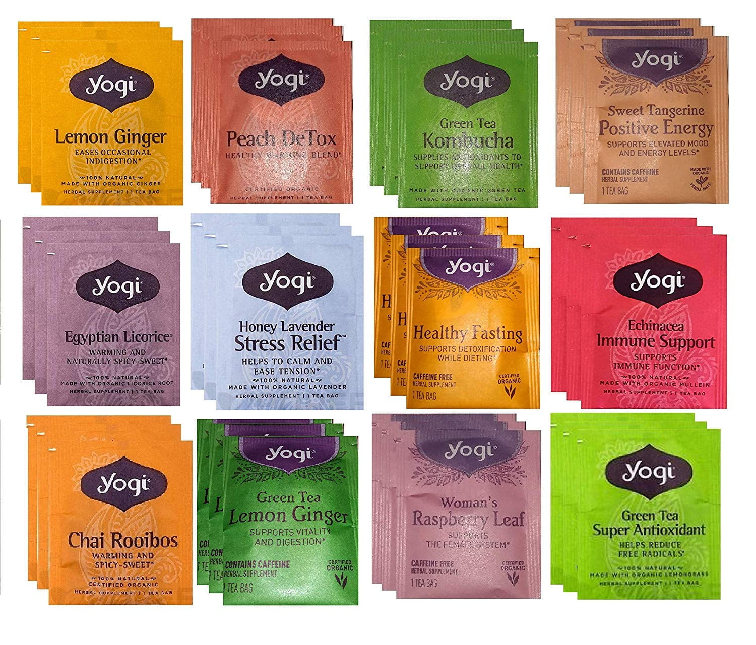 YOGI TEA SAMPLER 12 FLAVORS (36 TEA BAGS)
