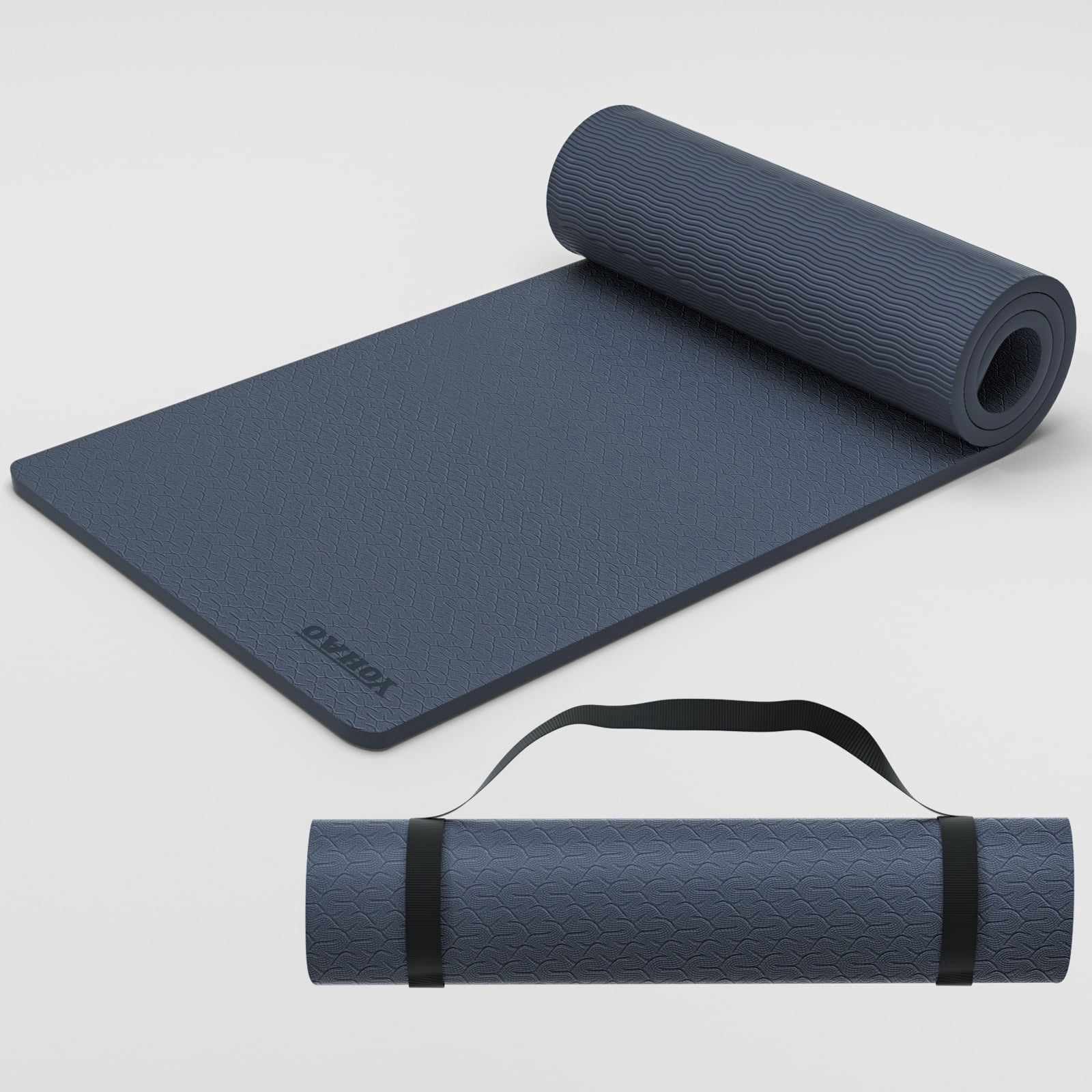 YOHAO Yoga Mat 10mm Thick,72"×26",Non-Slip Eco TPE,Strap included for Travel,Pilates and Fitness Workout(Purplish Blue)