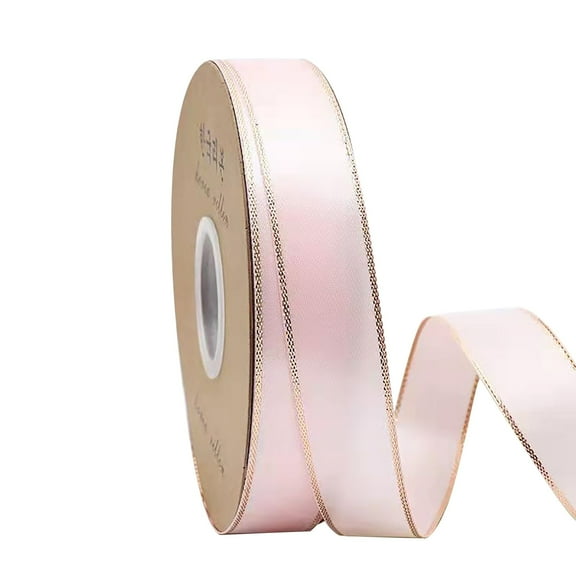YOHAVEN 0.3" Double Gold Edged Polyester Ribbon, Decorative Gift Wrapping Ribbon for DIY Crafts, Flower Arrangements, Holiday Decorations, Christmas, Wedding, Birthday, Party Accents