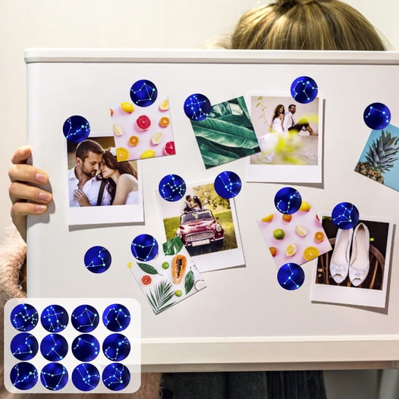 YOHAVEN 12 Constellation Soft Magnetic Glass Fridge Magnets Set, Decorative Astrological Symbols, Crystal Dome Design, Strong Adhesion, Safe Non-Damaging, Compact Home Or Office Accent