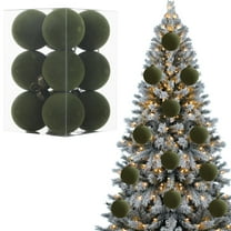 YOHAVEN 12PCS Velvet Flocked Christmas Balls Tree Ornaments Hanging Holiday Decorations for Indoor Outdoor Xmas Party Seasonal Decor Multi-Purpose Festive Accent Gift