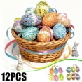 thumbnail image 1 of Easter Hanging Foam Eggs Ornaments 12PCS DIY Painting Simulation Easter Decorations Multicolor Easter Eggs Hanging Props Spring Home Decor Party Basket Filler Window Door Garland Holiday, 1 of 9