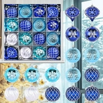 YOHAVEN 16pcs Christmas Tree Peacock Ball Ornament Set, Electroplated Painted Shatterproof Hanging Decorations for Holiday Tree Party Home Decor