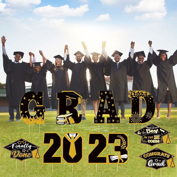 YOHAVEN 2023 Graduation Season Garden Insert Yard Sign Graduation Cap Outdoor Lawn Decor, Graduation Yard Signs For Celebration, Perfect For Graduation Parties & Events