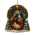 thumbnail image 1 of YOHAVEN 2025 Nativity Scene Christmas Decor Holy Family Figurines, Mini Wreath Tabletop Display Spiritual Holiday Party Gift Decoration, 1 of 6