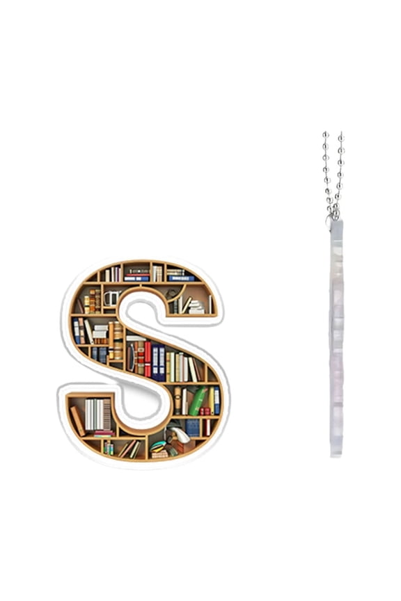 26 Letter Acrylic Keychain, Alphabet Bookshelf Pendant Personalized Initial Keychain Decorative Bag Charm for Car Rearview Mirror Purse Accessories Gift