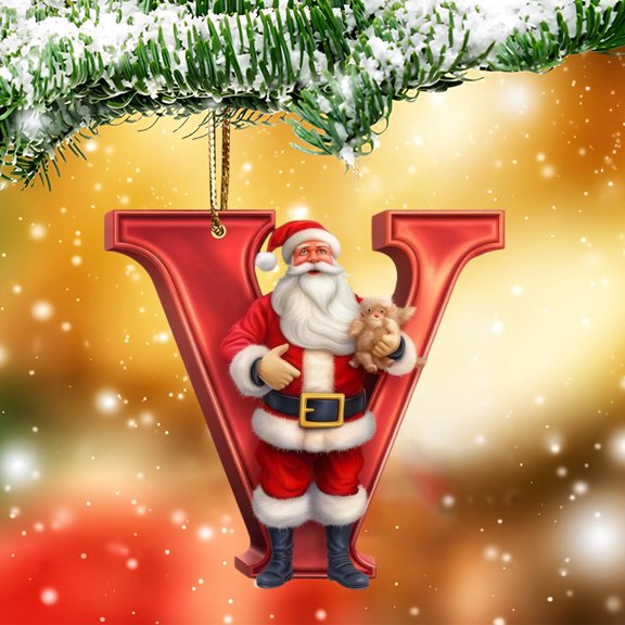 YOHAVEN 26 Letters Christmas Tree Ornaments, Personalized DIY Acrylic Alphabet Pendant Decorations for Xmas Tree Hanging Home Office Holiday Party for Family Celebration