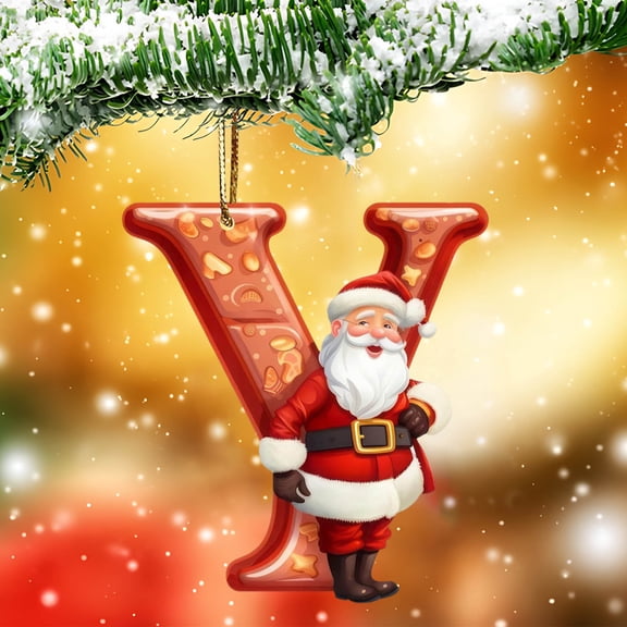 YOHAVEN 26 Letters Christmas Tree Ornaments, Personalized DIY Acrylic Alphabet Pendant Decorations for Xmas Tree Hanging Home Office Holiday Party for Family Celebration