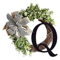 thumbnail image 1 of YOHAVEN 26 Letters Decorative Wreath Door Hanger 15", Rattan Ring Alphabet Wall Hanging with Bow, Rustic Farmhouse Door Sign for Wedding Housewarming Front Door Window Decor, 1 of 4