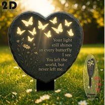 YOHAVEN 2D Flat Heart-Shaped Memorial Garden Plug with Floral Patterns for Outdoor Garden Yard Decoration Holiday Decor Memorial Tribute Winter Outdoor Decor Seasonal Gift