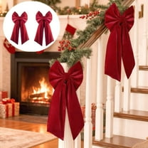 YOHAVEN 2PCS Large Red Velvet Christmas Bows 36x18" Tree Topper Burgundy Holiday Decorations for Wreaths Mantle Front Door Porch Wedding Xmas Party Decor Luxury Gift Wrap