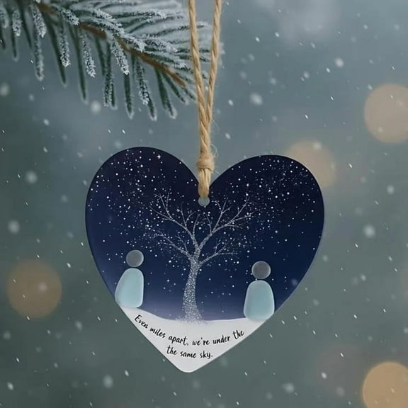 YOHAVEN 3.15" Shared Sea Glass Heart Ornament, Sentimental Hanging Decor for Family Friends Couples, Christmas Decorations, Christmas Gifts, Christmas Stockings, Holiday Display, Christmas Tree