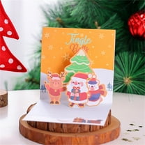 YOHAVEN 3D Glitter Christmas Tree Greeting Card with Envelope Pop-Up Holiday Winter Xmas Message Card Family Friends Office Seasonal Celebration