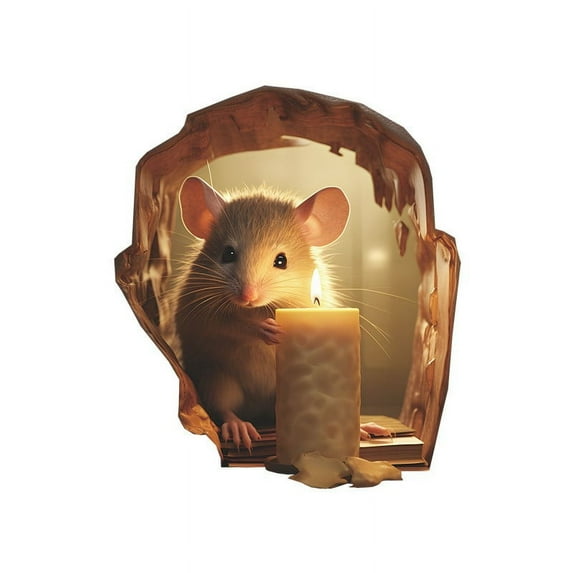 YOHAVEN 3D Mouse Hole Wall Stickers, Funny Cartoon Vinyl Decals for Living Room Bedroom Playroom Dorm Office Laptop Home Decoration Prank Party Favor