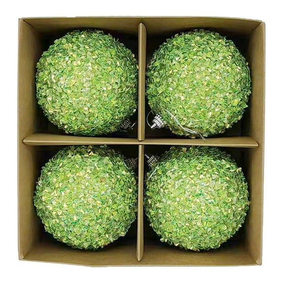 YOHAVEN 4PCS 8" Christmas Tree Ball Bauble Hanging Ornaments Set for Home Party Tree Holiday Winter Seasonal Sparkling Decorations