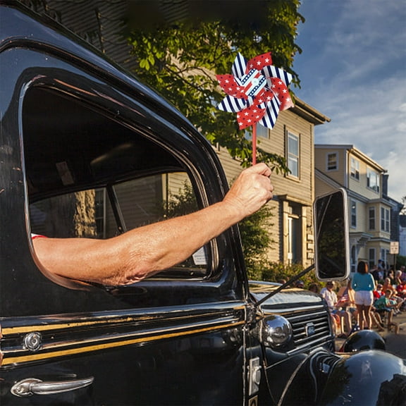 YOHAVEN 4th Of July Plastic Pinwheels Wind Spinners Patriotic Garden Decor Outdoor Toy Lawn Yard Decor Holiday Windmill Red White Blue Independence Day Decorations