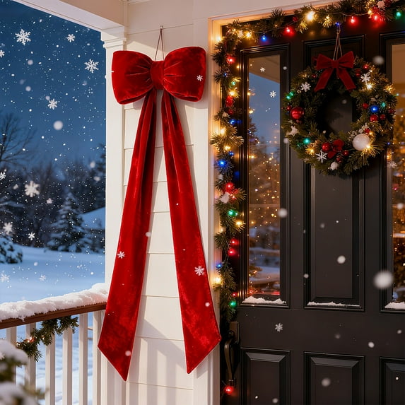 YOHAVEN 59in Velvet Large Bow Christmas Decoration Arrangement Holiday Door Wall Table Decor Indoor Outdoor Christmas Parties Weddings Events Christmas Tree Decorations Centerpiece